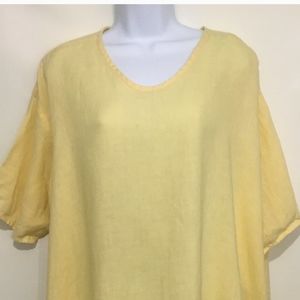 Flax Women's Yellow Linen Blouse Size 3G